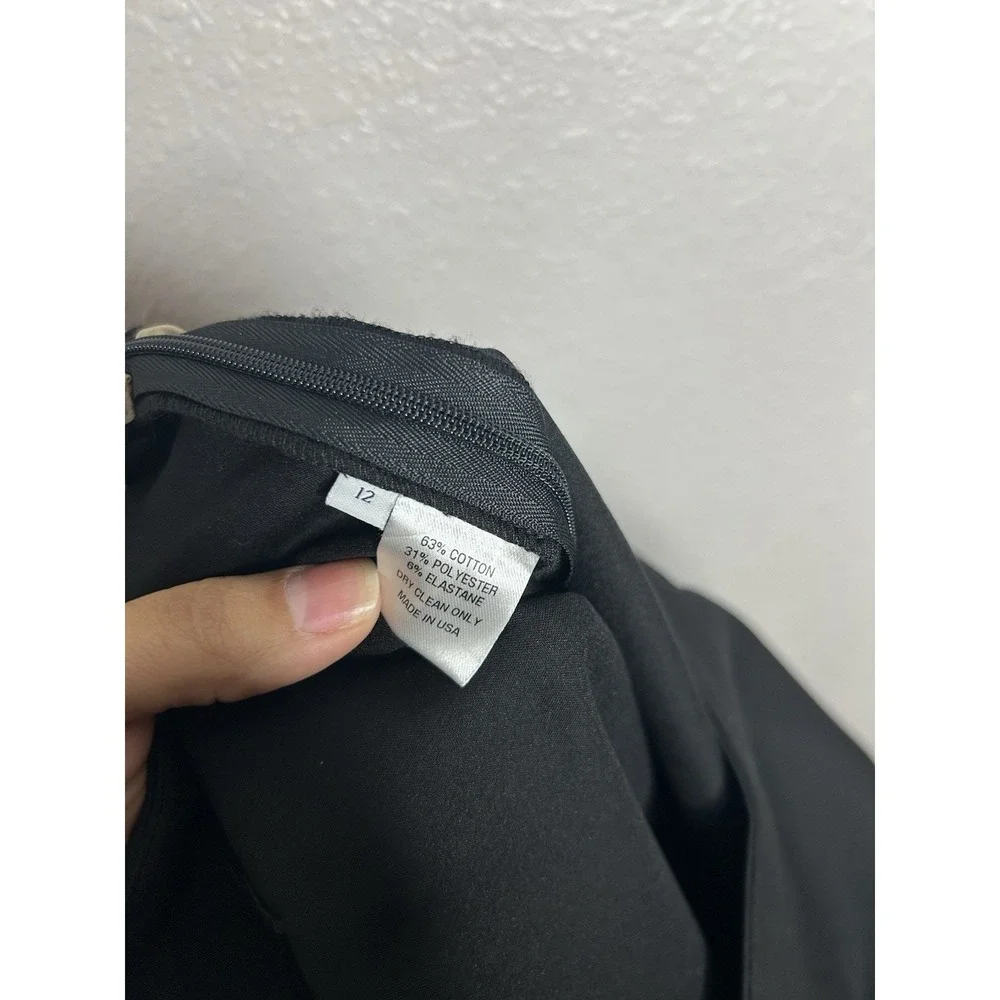 PEARL By Lela Rose Black Side Zip Cropped Office Career Pants Size 12